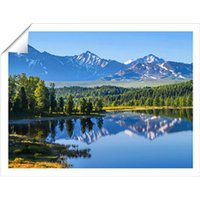 Warren Reed - Designer Summer Mountain Lake Unframed Art Print | Size: W12" x H16"