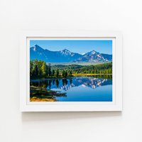 Warren Reed - Designer Summer Mountain Lake Framed Art Print in White | Size: W20" x H30"