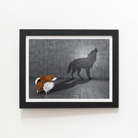 Warren Reed - Designer Hidden Potential - Wolf Framed Art Print in Black | Size: W16" x H24"