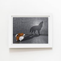 Warren Reed - Designer Hidden Potential - Wolf Framed Art Print in White | Size: W24" x H36"