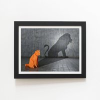 Warren Reed - Designer Hidden Potential - Lion Framed Art Print in Black | Size: W24" x H36"