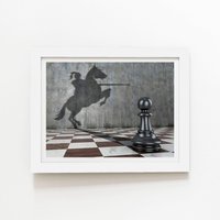 Warren Reed - Designer Hidden Potential - Knight Framed Art Print in White | Size: W20" x H30"