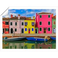 Warren Reed - Designer Bright & Colorful Houses In Burano Island Unframed Art Print | Size: W8" x H10"