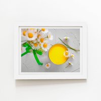 Warren Reed - Designer Bright Yellow Framed Art Print in White | Size: W16" x H24"