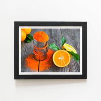 Warren Reed - Designer Bright Orange Framed Art Print in Black | Size: W8" x H10"