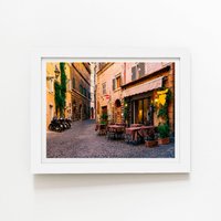 Warren Reed - Designer Cozy Rome Street Framed Art Print in White | Size: W20" x H30"