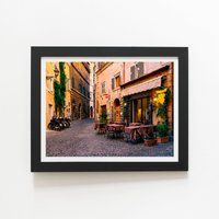 Warren Reed - Designer Cozy Rome Street Framed Art Print in Black | Size: W24" x H36"