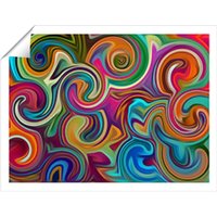 Warren Reed - Designer Colourful Wave Pattern Unframed Art Print | Size: W8" x H10"