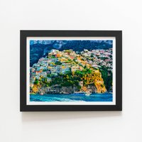 Warren Reed - Designer Positano, Amalfi Coast Framed Art Print in Black | Size: W16" x H24"