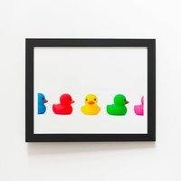 Warren Reed - Designer Coloured Rubber Ducks Framed Art Print in Black | Size: W20" x H30"