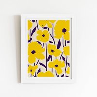 Warren Reed - Designer Vintage Tropical Flowers Framed Art Print in White | Size: W24" x H36"