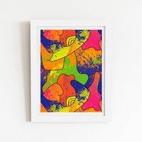 Warren Reed - Designer Bright Abstract Pattern Framed Art Print in White | Size: W8" x H10"