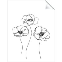 Warren Reed - Designer Monochrome Line Drawn Poppies Unframed Art Print | Size: W8" x H10"