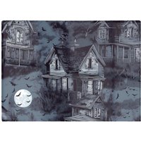 Warren Reed - Designer Spooky Shadowy Haunted House Glass Chopping Board in Grey