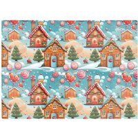 Warren Reed - Designer Christmas Gingerbread House Glass Chopping Board in Blue