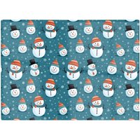 Warren Reed - Designer Jolly Christmas Snowmen Glass Chopping Board in Blue