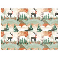 Warren Reed - Designer Reindeer On A Snowy Landscape Pattern Glass Chopping Board in Green