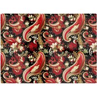 Warren Reed - Designer Paisley Christmas Stars Red Glass Chopping Board