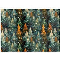 Warren Reed - Designer Impasto Style Christmas Trees Glass Chopping Board in Green