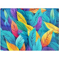 Warren Reed - Designer Bright Colourful Leaves Glass Chopping Board in Blue