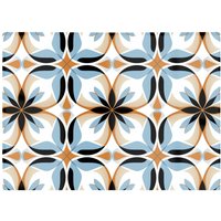 Warren Reed - Designer White Brown & Blue Geometric Pattern Glass Chopping Board