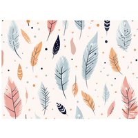 Warren Reed - Designer Pastel Feather Pattern Glass Chopping Board in Blue