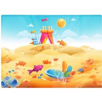 Warren Reed - Designer Fishes On A Beach Holiday Glass Chopping Board in Yellow
