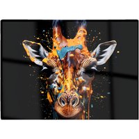 Warren Reed - Designer Giraffe Face Splashart Glass Chopping Board in Orange