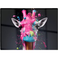 Warren Reed - Designer Splashart Giraffe Face Pink Glass Chopping Board