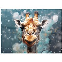Warren Reed - Designer Splashart Giraffe Face Glass Chopping Board in Grey