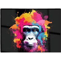 Warren Reed - Designer Multi Coloured Monkey Face Glass Chopping Board in Pink
