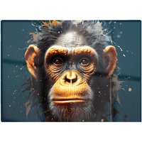 Warren Reed - Designer Splashart Realistic Monkey Face Glass Chopping Board in Brown