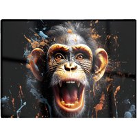 Warren Reed - Designer Monkey Face Splashart Glass Chopping Board in Orange