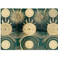 Warren Reed - Designer Green Moon & Sun Abstract Pattern Glass Chopping Board