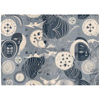Warren Reed - Designer Abstract Moon & Stars Glass Chopping Board in Grey