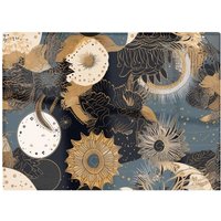 Warren Reed - Designer Abstract Blue Gold Moon Sun Glass Chopping Board in Yellow