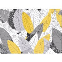 Warren Reed - Designer Yellow Grey Feather Leaves Glass Chopping Board