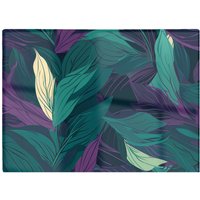 Warren Reed - Designer Green Purple Tropical Leaves Glass Chopping Board