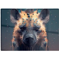 Warren Reed - Designer Hyena Face Splashart Dark Background Glass Chopping Board in Brown