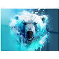 Warren Reed - Designer Polar Bear Face Splashart Glass Chopping Board in Brown