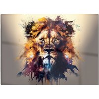 Warren Reed - Designer Majestic Lion Face Splashart Glass Chopping Board in Brown