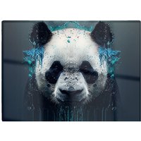 Warren Reed - Designer Panda Face Splashart Dark Background Glass Chopping Board in Blue