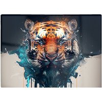 Warren Reed - Designer Tiger Face Splashart Glass Chopping Board in Brown