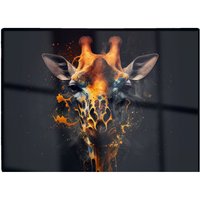 Warren Reed - Designer Golden Giraffe Face Splashart Glass Chopping Board in Yellow