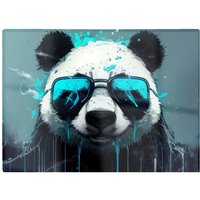 Warren Reed - Designer Panda With Blue Glasses Splashart Glass Chopping Board