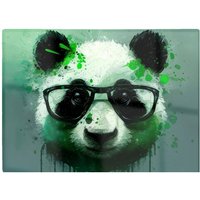 Warren Reed - Designer Panda With Glasses Green Splashart Glass Chopping Board