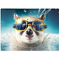 Warren Reed - Designer Dormouse With Glasses Splashart Glass Chopping Board in Brown