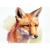 Warren Reed - Designer Fox Watercolour Glass Chopping Board in Brown