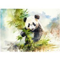 Warren Reed - Designer Panda Eating Bamboo Watercolour Glass Chopping Board in Brown