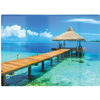 Warren Reed - Designer Maldive Beach Resort Glass Chopping Board in Blue